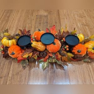 Nearly Natural 36in Autumn Maple Leaves Pumpkin Table Decoration